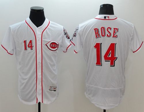 Reds #14 Pete Rose White Flexbase Authentic Collection Stitched MLB Jersey